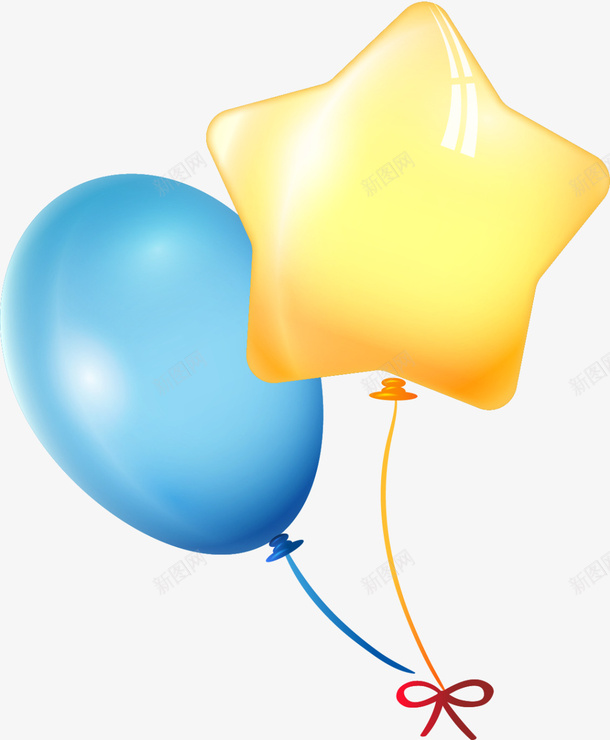 儿童节星星气球装饰png免抠素材_新图网 https://ixintu.com 两个气球 儿童节 升空 星星气球 气球装饰 童趣