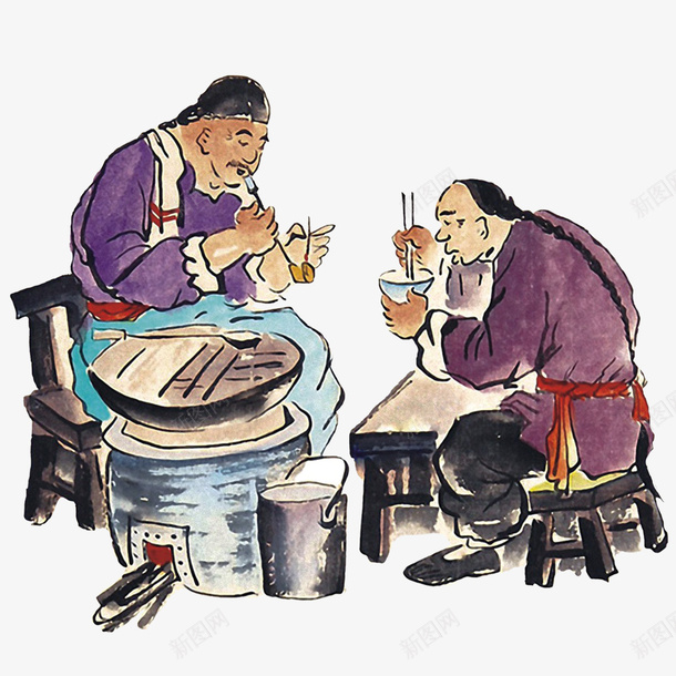 古典吃饭艺术画png免抠素材_新图网 https://ixintu.com 古典 吃饭 吃饭古代 水彩 艺术