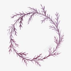圆环树枝手绘紫色树叶圆形藤蔓高清图片