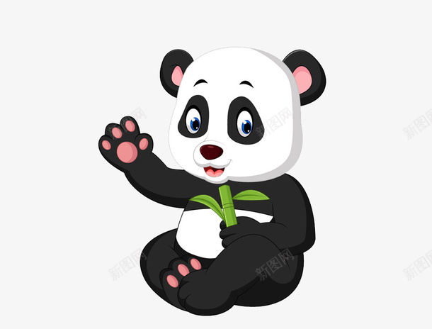 可爱招手熊猫png免抠素材_新图网 https://ixintu.com 动物 卡通 熊猫 熊猫涂鸦 熊猫眼 玩偶