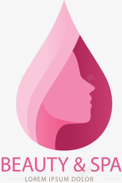 粉红水滴女人剪影矢量图素材