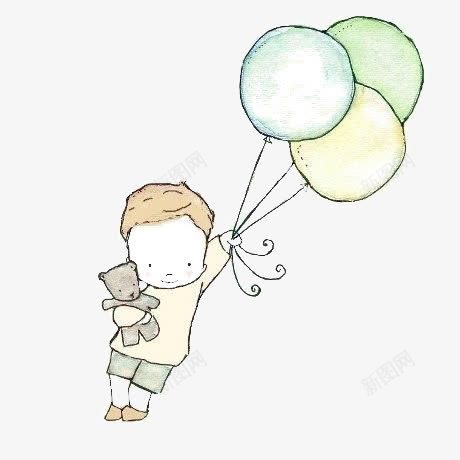 小孩png免抠素材_新图网 https://ixintu.com 儿童 卡通 小男孩 手绘 插画 文艺 气球 清新 绘本