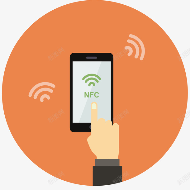 智能操作NFCpng免抠素材_新图网 https://ixintu.com NFC支付 卡通NFC 支付方式 无线支付 智能操作 矢量NFC