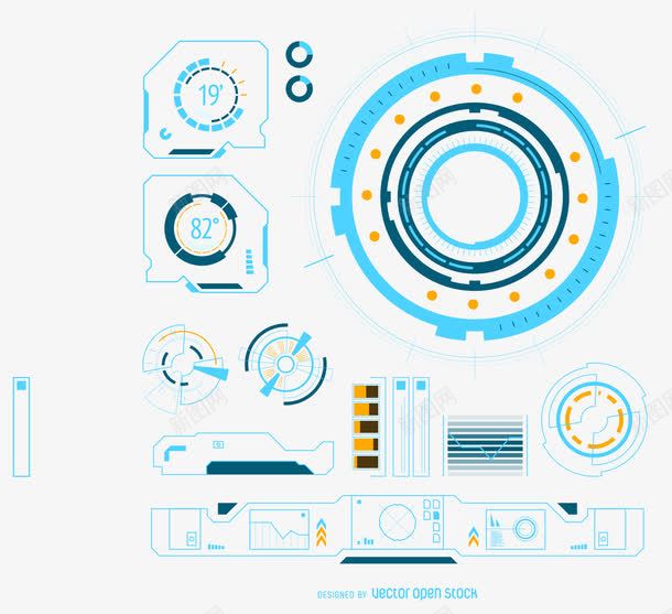 炫酷科技潮流操作界面png免抠素材_新图网 https://ixintu.com 炫酷交互界面 科技潮流操作界面 科技矢量 科技矢量素材 蓝色科技元素