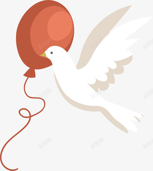 白鸽和气球矢量图ai免抠素材_新图网 https://ixintu.com 创意 可爱 气球 水彩 红色 设计 鸽子 矢量图