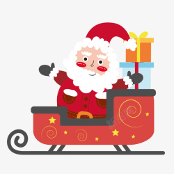 可爱圣诞日历卡通可爱圣诞老人礼物雪橇冬天下雪元素矢量图高清图片