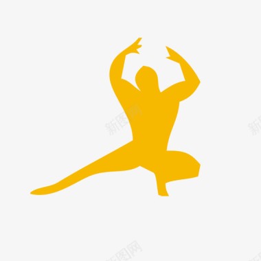 黄色健身俱乐部logo蹲下图标图标