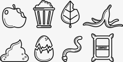 鸡蛋蛋壳素描垃圾垃圾桶集合高清图片
