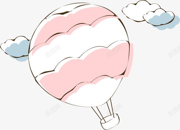 手绘热气球png免抠素材_新图网 https://ixintu.com AI 云朵 卡通 天空 手绘 热气球 空气球 粉红 粉色 线条 飞行