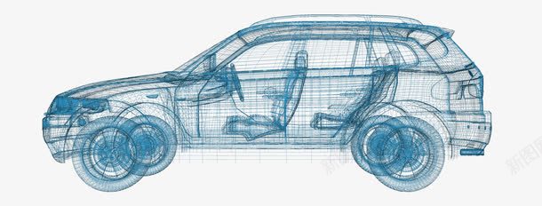 3D线条立体汽车png免抠素材_新图网 https://ixintu.com 3D 小轿车 汽车 立体 线条 线框