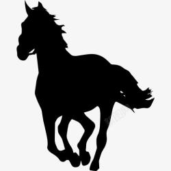 马的轮廓马奔腾的黑色剪影面对左图标高清图片