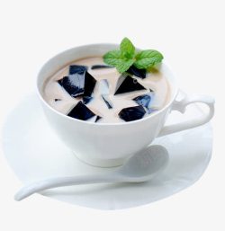 台湾仙草冻仙草红豆奶茶高清图片