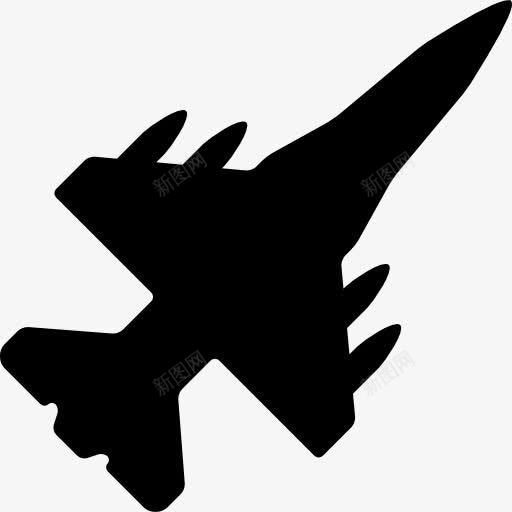 战争飞机底部查看黑色形状图标png_新图网 https://ixintu.com 交通工具 战斗机 武器 酷的图标 飞机 黑色剪影