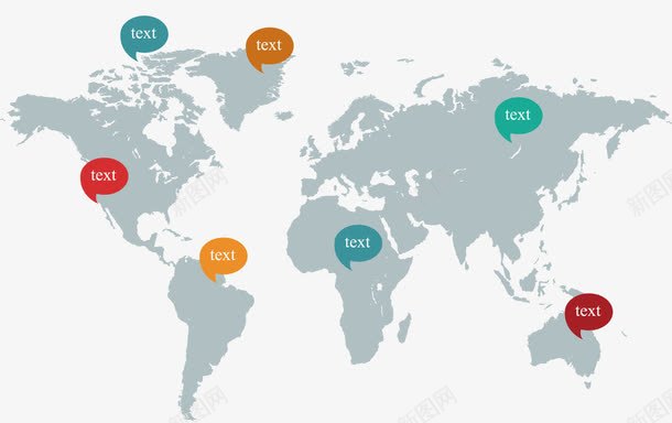 世界地图标注PPT元素png_新图网 https://ixintu.com PPT 世界地图 世界地图轮廓 分布图 地图 标注