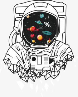 黑色蕾丝帽宇航员与行星矢量图高清图片