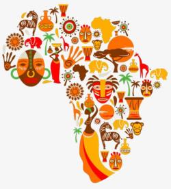 非洲民族矢量图非洲地图高清图片