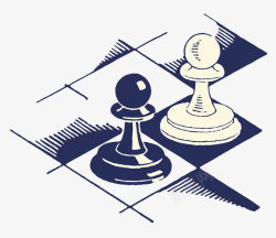 西洋棋线条手绘棋子高清图片