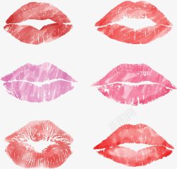 粉色唇印水彩手绘性感唇印高清图片