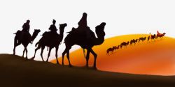 经济带沙漠骆驼丝路商队高清图片