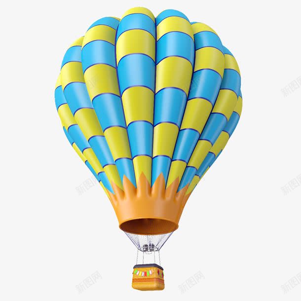 黄蓝色条纹热气球装饰png免抠素材_新图网 https://ixintu.com 条纹 热气球 蓝色 装饰