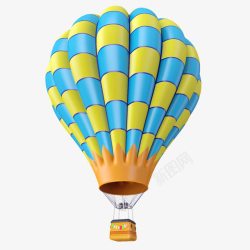 黄蓝色条纹热气球装饰素材
