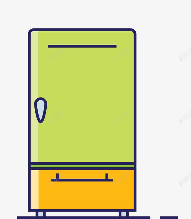 绿色单开门电冰箱png免抠素材_新图网 https://ixintu.com 单开门 卡通扁平家用电器 卡通电器 扁平风格 电冰箱 电器 绿色