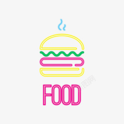 创意汉堡餐饮店霓虹框灯招牌高清图片