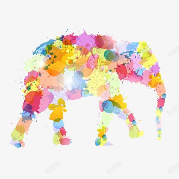 水墨大象彩色油画png免抠素材_新图网 https://ixintu.com 动物 大象 大象装饰画 彩色大象 抽象大象 水墨大象 炫彩大象