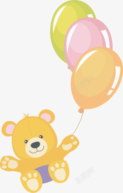 儿童节牵着气球的小熊玩偶素材