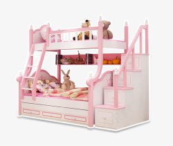 公主床专区双层粉色女孩房的儿童床高清图片