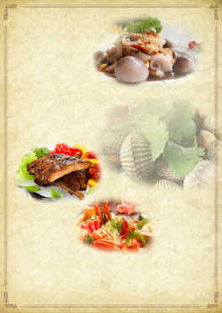 海鲜私房菜餐厅宣传单背景高清图片