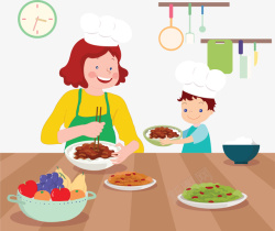帮忙做饭的小男孩帮妈妈做饭的男孩子矢量图高清图片