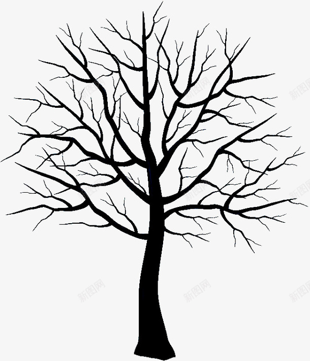 一颗枯树的剪影png免抠素材_新图网 https://ixintu.com 一棵枯树 一棵树 剪影 枯树 黑色