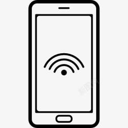 WIFI符号手机外形与WiFi连接登录屏幕图标高清图片