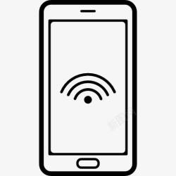 互联网工具手机外形与WiFi连接登录屏幕图标高清图片