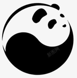 黑白自定义形状太极熊猫图标高清图片