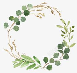 植物绘画底纹纽扣水彩花环高清图片