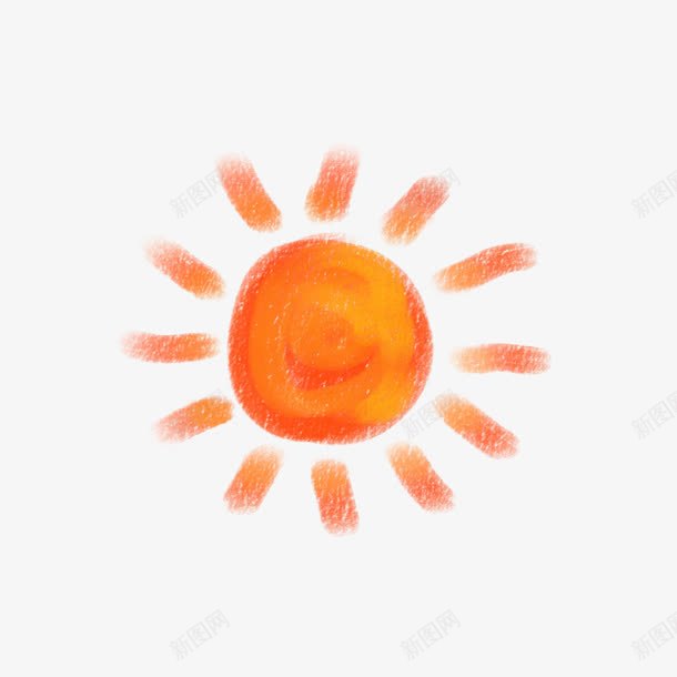 泼墨太阳png免抠素材_新图网 https://ixintu.com 太阳 手绘 橘黄色的 泼墨 简图 线条 闪闪发光