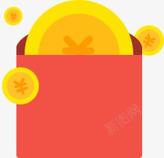 红包中藏着的金币png免抠素材_新图网 https://ixintu.com 红包 金币