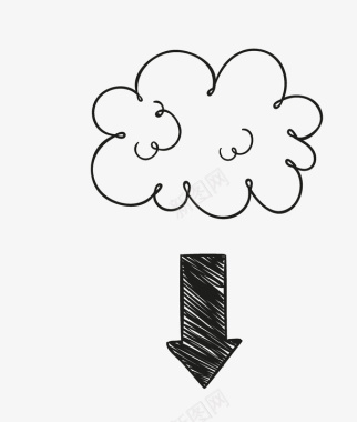 手绘线条云朵箭头图标图标