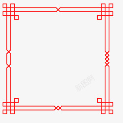 中国风浮雕立体红色浮雕正方形边素材