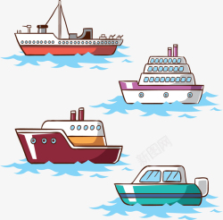 船舶航行4款创意游轮矢量图高清图片