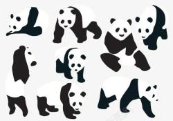 熊猫剪影素材