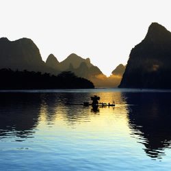 山水景区背景漓江日落高清图片
