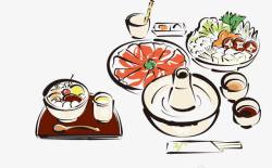 被子海报手绘美味日本料理矢量图高清图片
