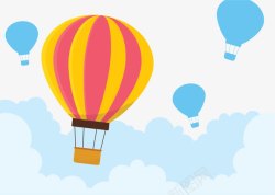 旅游热气球图片蓝色云朵彩色热气球矢量图高清图片