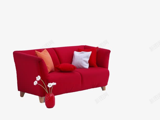 红色沙发图标png_新图网 https://ixintu.com 客厅 家具 家具LOGO 家居 抱枕 舒服 花瓶