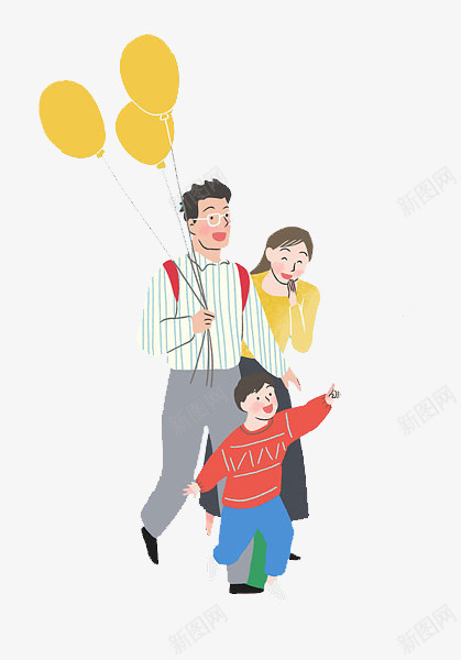 一家三口出去玩png免抠素材_新图网 https://ixintu.com 亲情 卡通手绘 幸福时刻 气球 照顾 照顾孩子 父母 陪伴 陪伴关怀