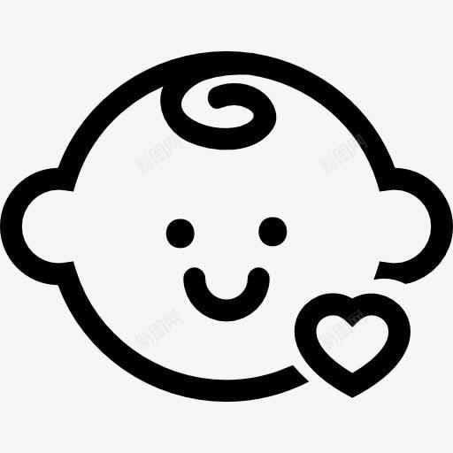 宝宝的头一个小心脏轮廓图标png_新图网 https://ixintu.com 人 勾勒出轮廓 头 宝贝 形状 微笑 心 脸