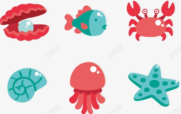 海洋生物png免抠素材_新图网 https://ixintu.com 海星 海螺 珍珠贝壳 螃蟹